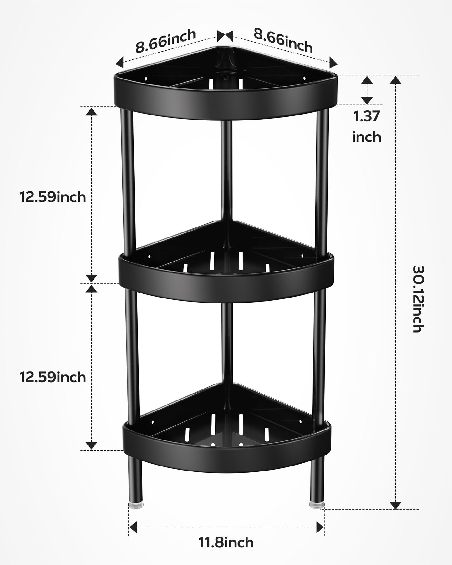 Corner Shower Caddy Adjustable Rustproof Aluminum Organizer