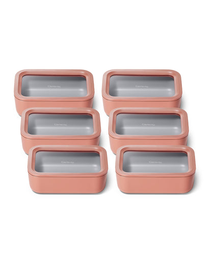 Glass Food Storage Set Ceramic Coated Lids Microwave Safe