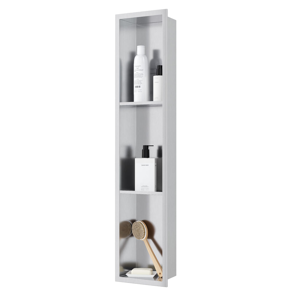 Three-Tier Stainless Recessed Shower Wall Niche