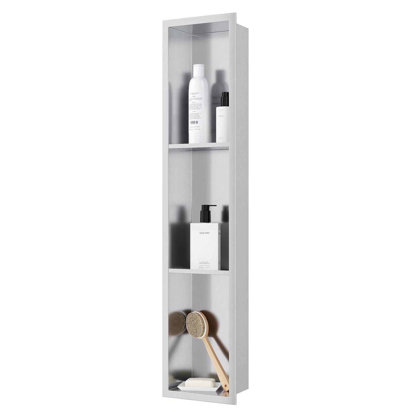 Three-Tier Stainless Recessed Shower Wall Niche