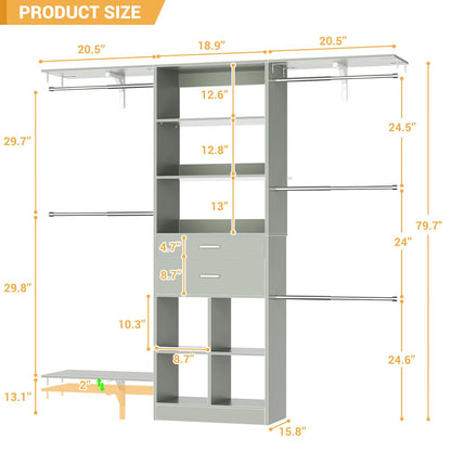 Kids Closet System with Drawers Hanging Shelving 8FT