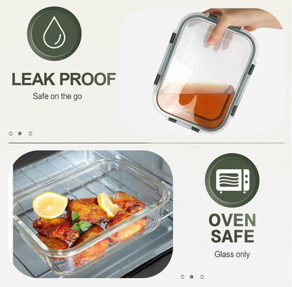 Glass Meal Prep Containers 30oz 10 Pack Gray Lids