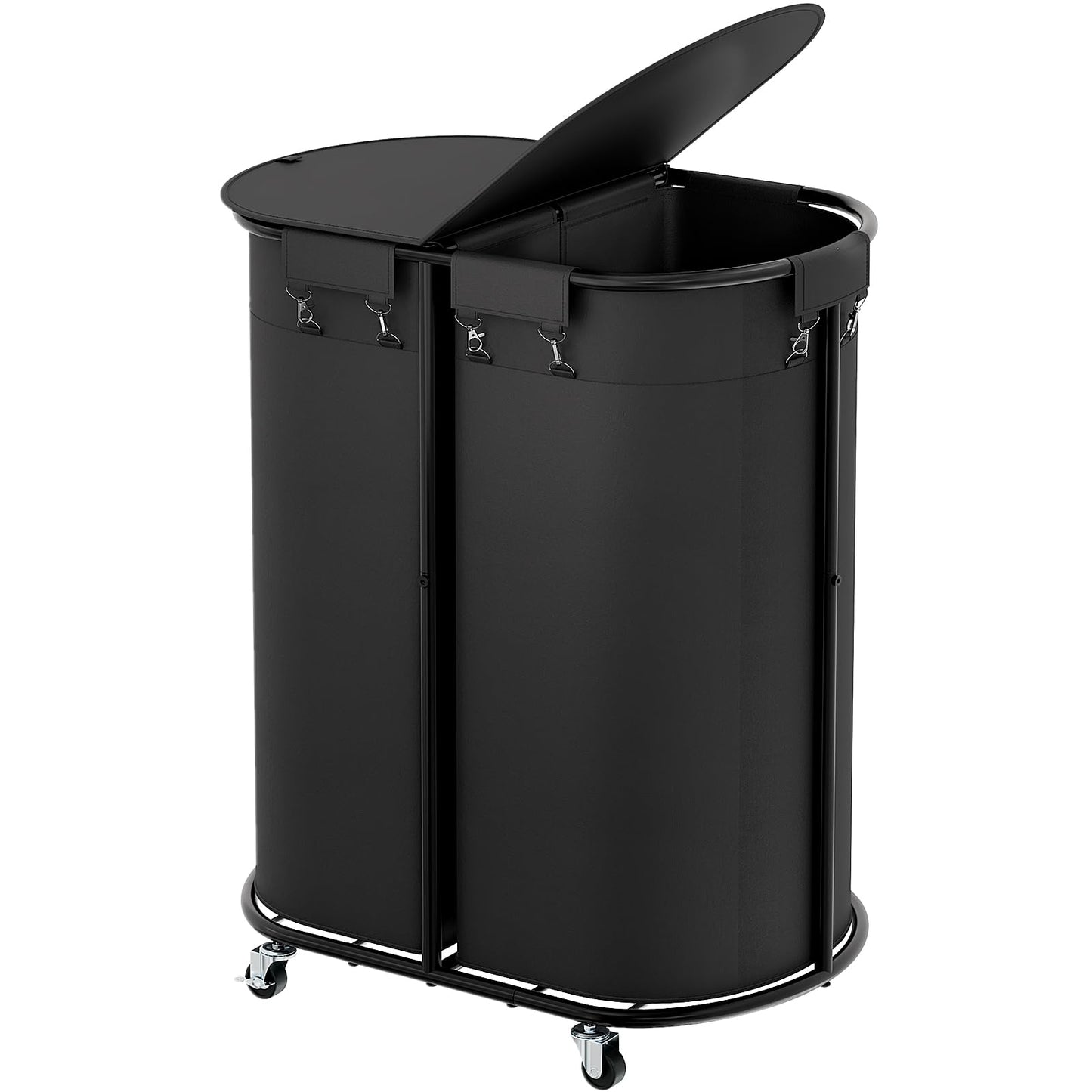Rolling Laundry Basket with Lid Wheels Hamper Set