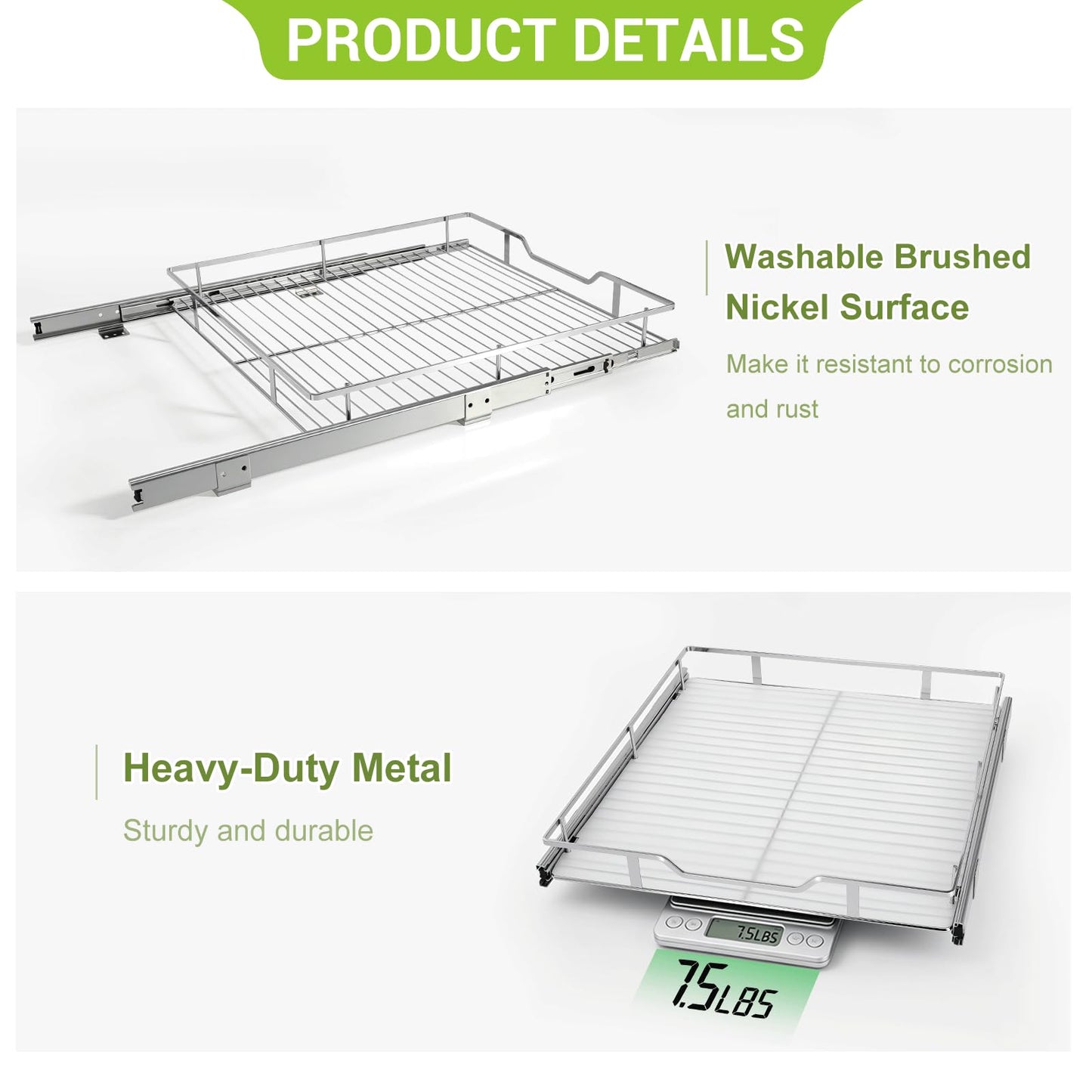 Pull Out Cabinet Organizer 20W x 21D Chrome