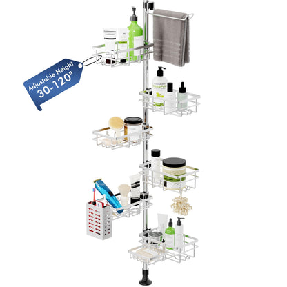 Corner Tension Pole Shower Caddy Adjustable Bathroom Organizer