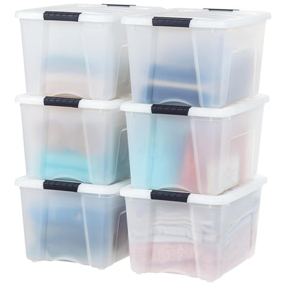 Stackable Clear Storage Bins with Latching Lids Secure Pull Handle