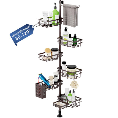 Corner Tension Pole Shower Caddy Adjustable Bathroom Organizer