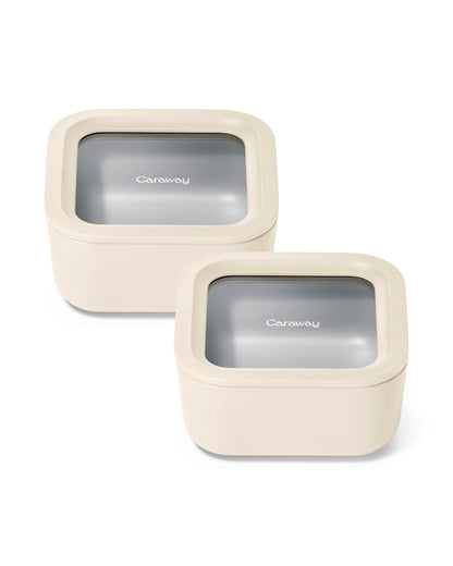 Glass Food Storage Set Ceramic Coated Lids Microwave Safe