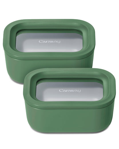 Glass Food Storage Set Ceramic Coated Lids Microwave Safe