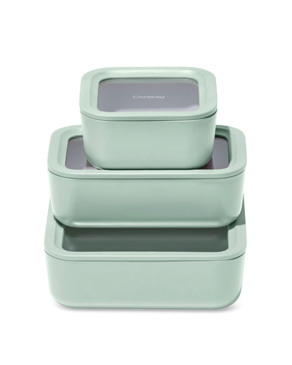 Glass Food Storage Set Ceramic Coated Lids Lunch Box Safe