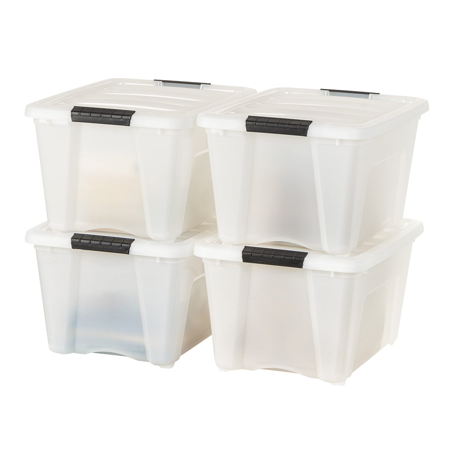 Stackable Clear Storage Bins with Latching Lids Secure Pull Handle