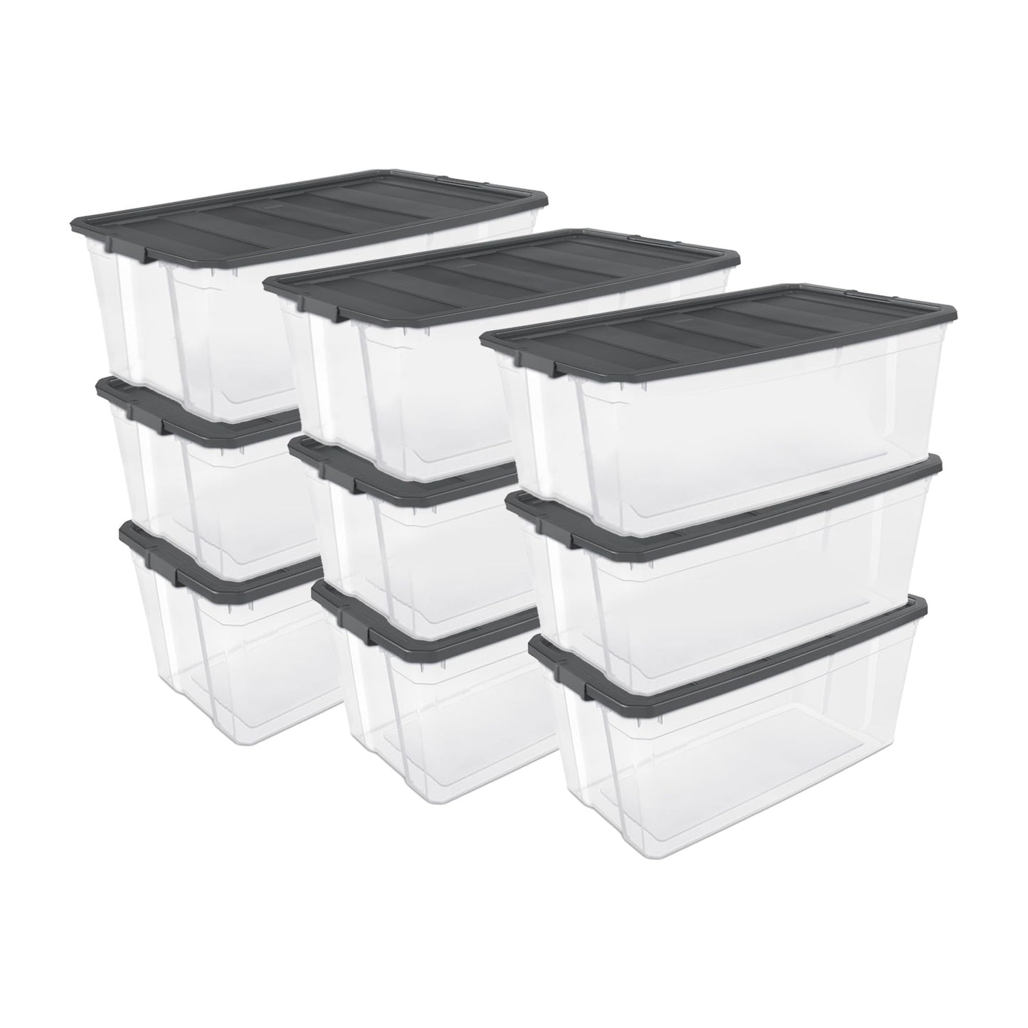 Stackable Clear Storage Bins with Latching Lids
