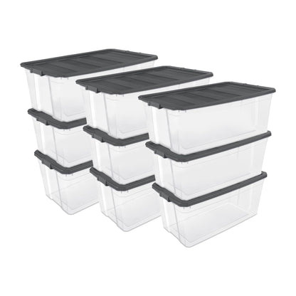 Stackable Clear Storage Bins with Latching Lids