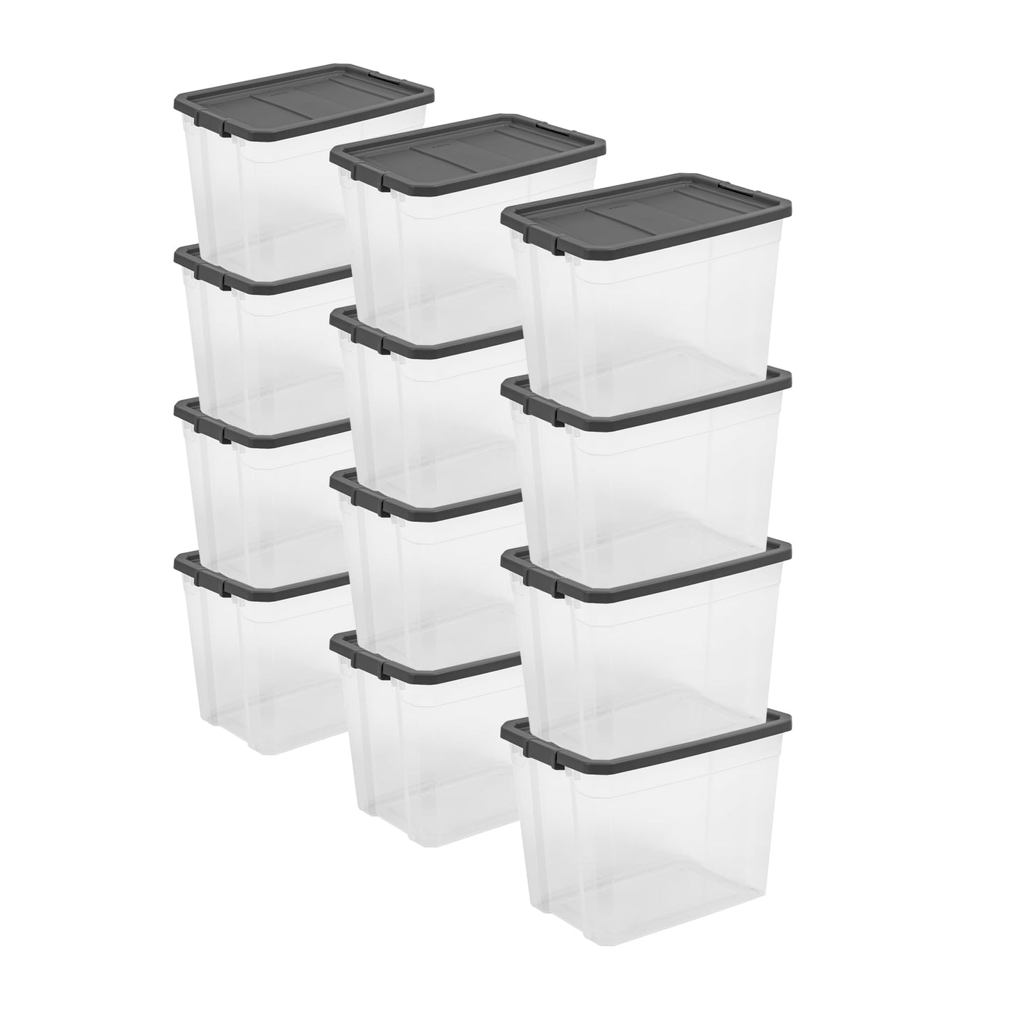Stackable Clear Storage Bins with Latching Lids