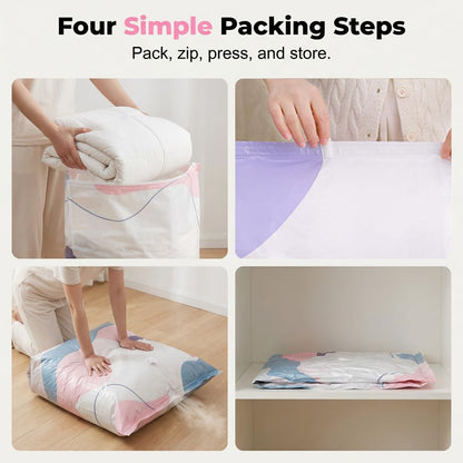No-Pump Cube Vacuum Storage Bags Clothes Blankets