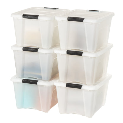Stackable Clear Storage Bins with Latching Lids Secure Pull Handle