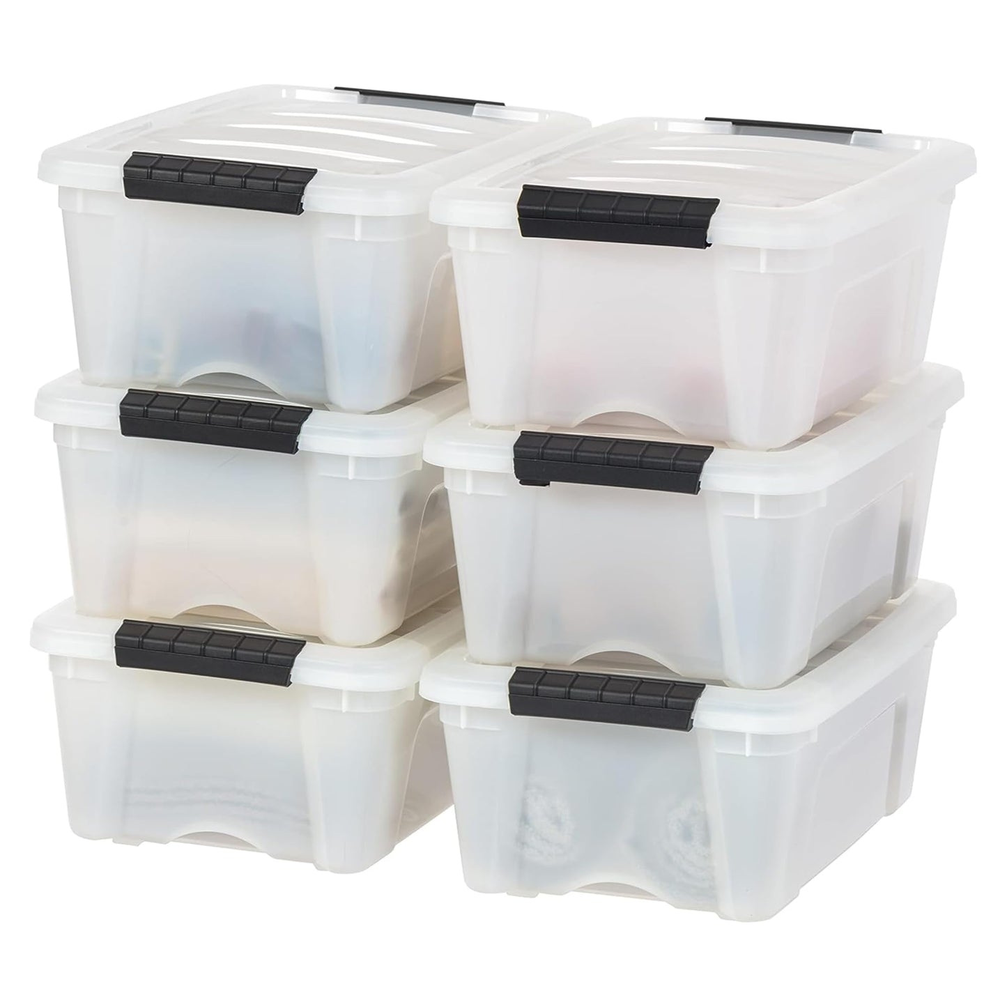 Stackable Clear Storage Bins with Latching Lids Secure Pull Handle