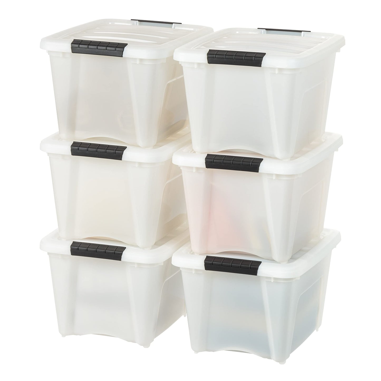 Stackable Clear Storage Bins with Latching Lids Secure Pull Handle