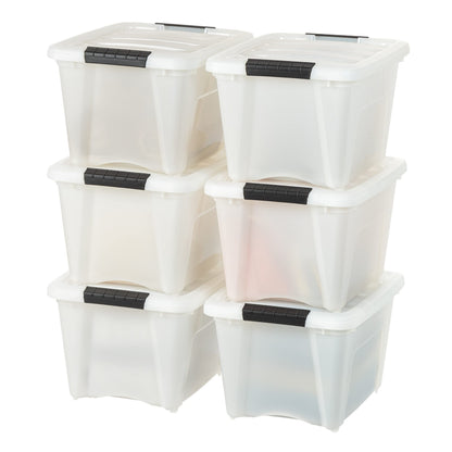 Stackable Clear Storage Bins with Latching Lids Secure Pull Handle