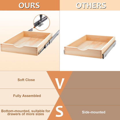 Wooden Pull Out Cabinet Organizer Soft Close Slide Shelves