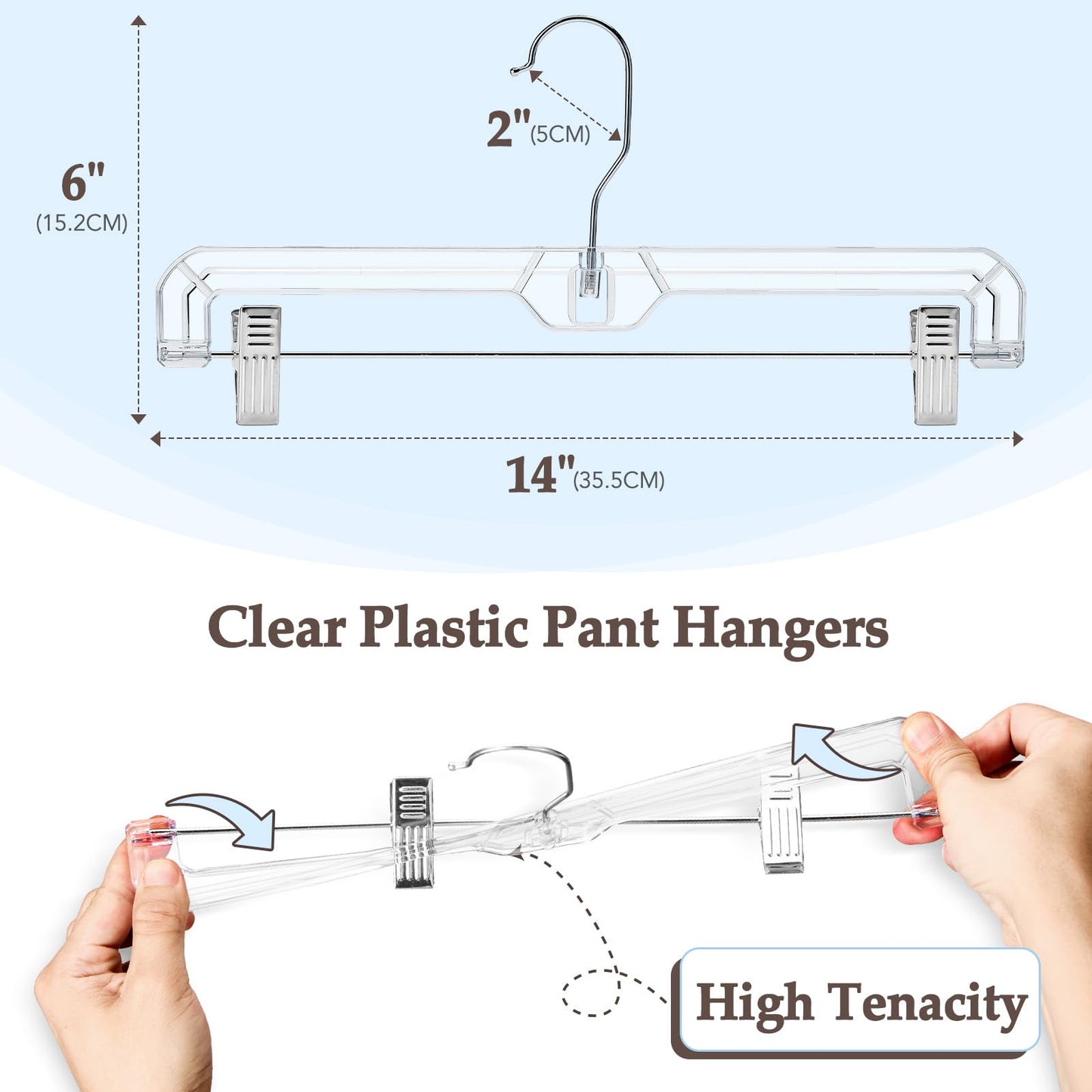 Clear Adjustable Clip Hangers for Pants Skirts Shorts