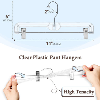 Clear Adjustable Clip Hangers for Pants Skirts Shorts