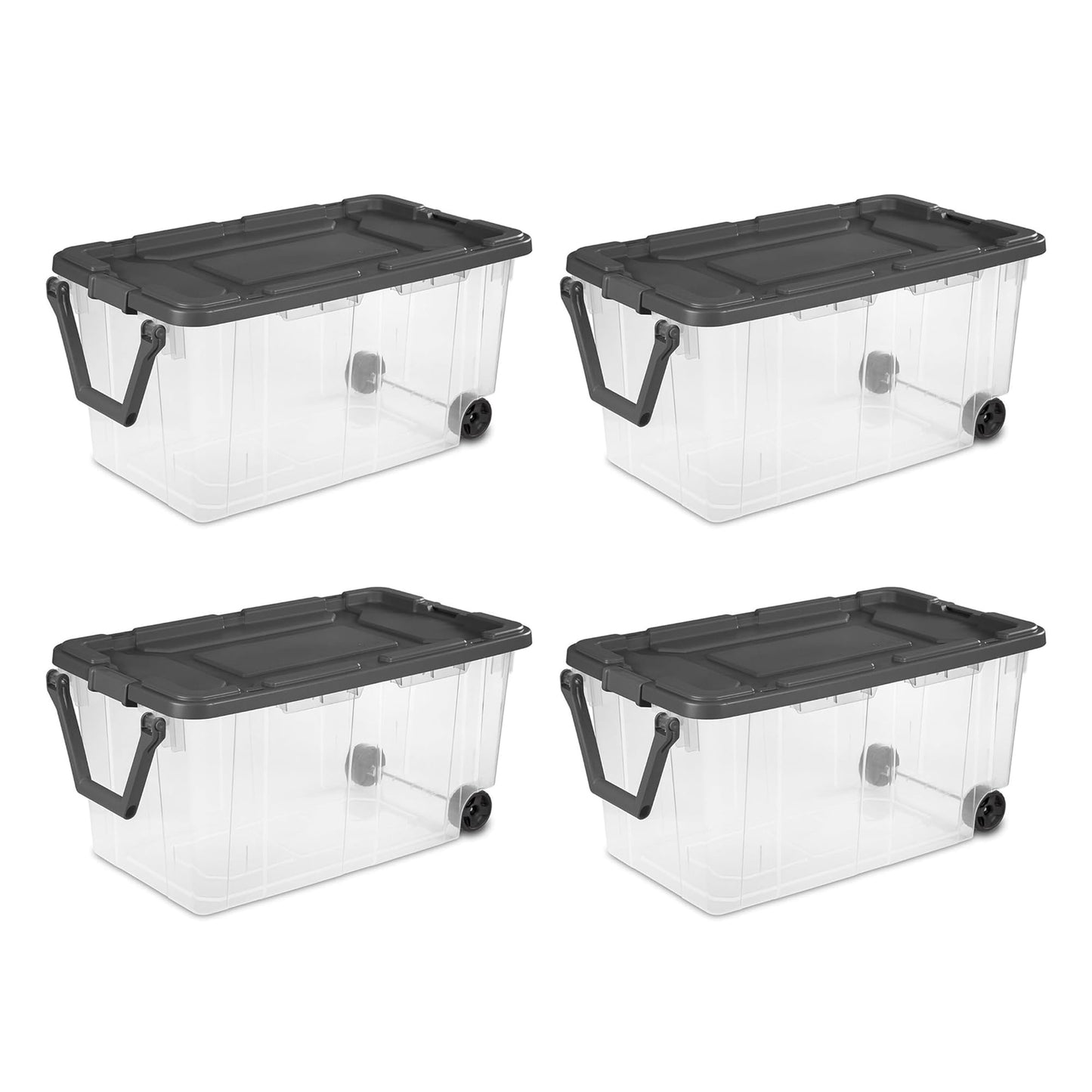 4-Pack Stackable Clear Storage Bins with Latching Lids 160QT