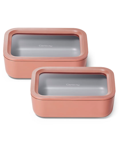 Glass Food Storage Set Ceramic Coated Lids Microwave Safe