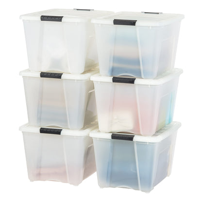 Stackable Clear Storage Bins with Latching Lids Secure Pull Handle