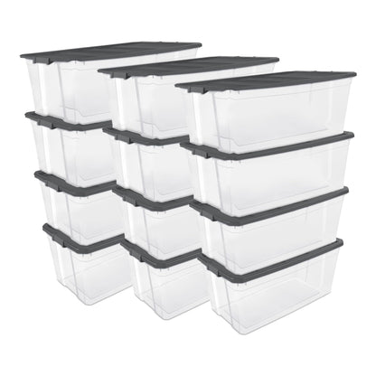 Stackable Clear Storage Bins with Latching Lids