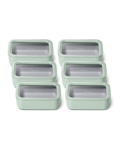 Glass Food Storage Set Ceramic Coated Lids Microwave Safe