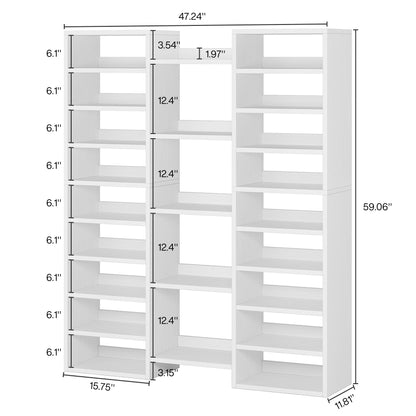 14 Tier Wooden Shoe Rack Entryway Shoe Organizer with Cubbies