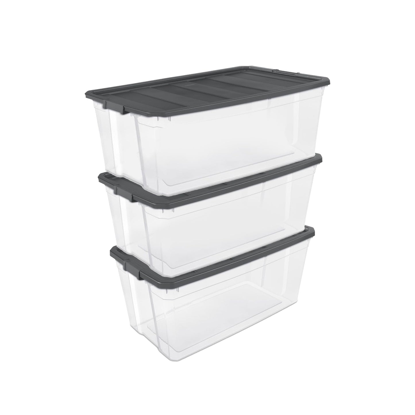 Stackable Clear Storage Bins with Latching Lids