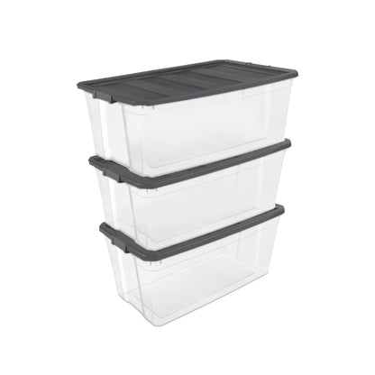 Stackable Clear Storage Bins with Latching Lids