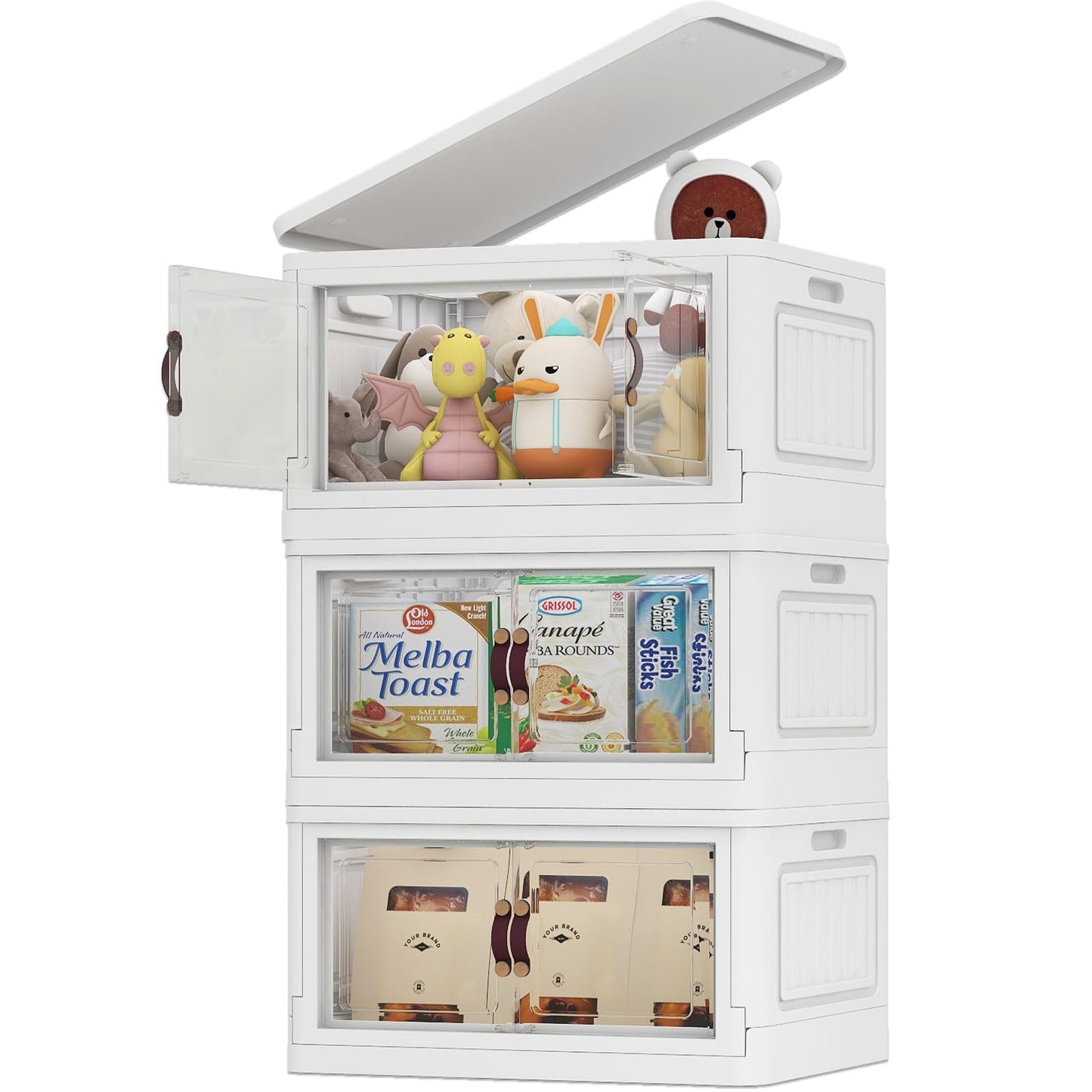 Stackable Storage Bins with Lids Wheels 78 Qt White