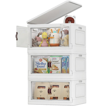 Stackable Storage Bins with Lids Wheels 78 Qt White