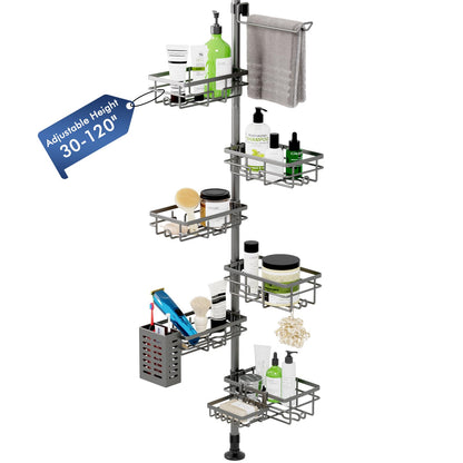 Corner Tension Pole Shower Caddy Adjustable Bathroom Organizer
