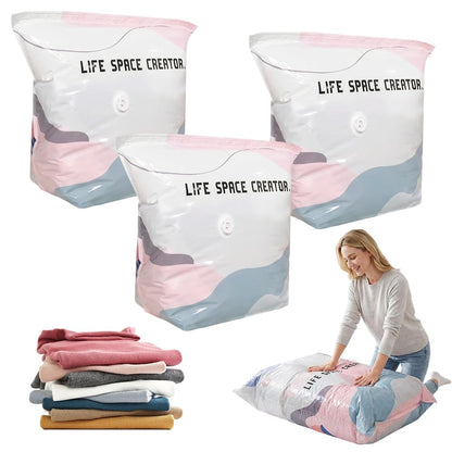 No-Pump Cube Vacuum Storage Bags Clothes Blankets