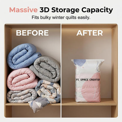 No-Pump Cube Vacuum Storage Bags Clothes Blankets