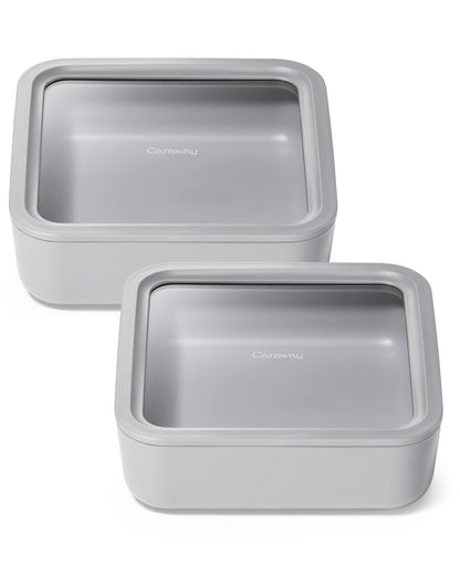 Glass Food Storage Set Ceramic Coated Lids Microwave Safe