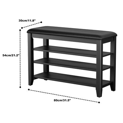 Entryway Shoe Bench Storage with Cushion Shelves