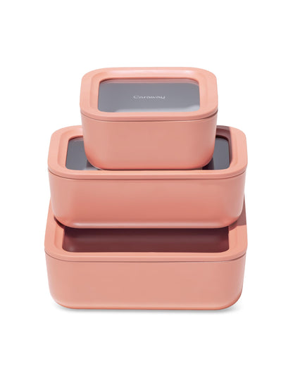 Glass Food Storage Set Ceramic Coated Lids Lunch Box Safe