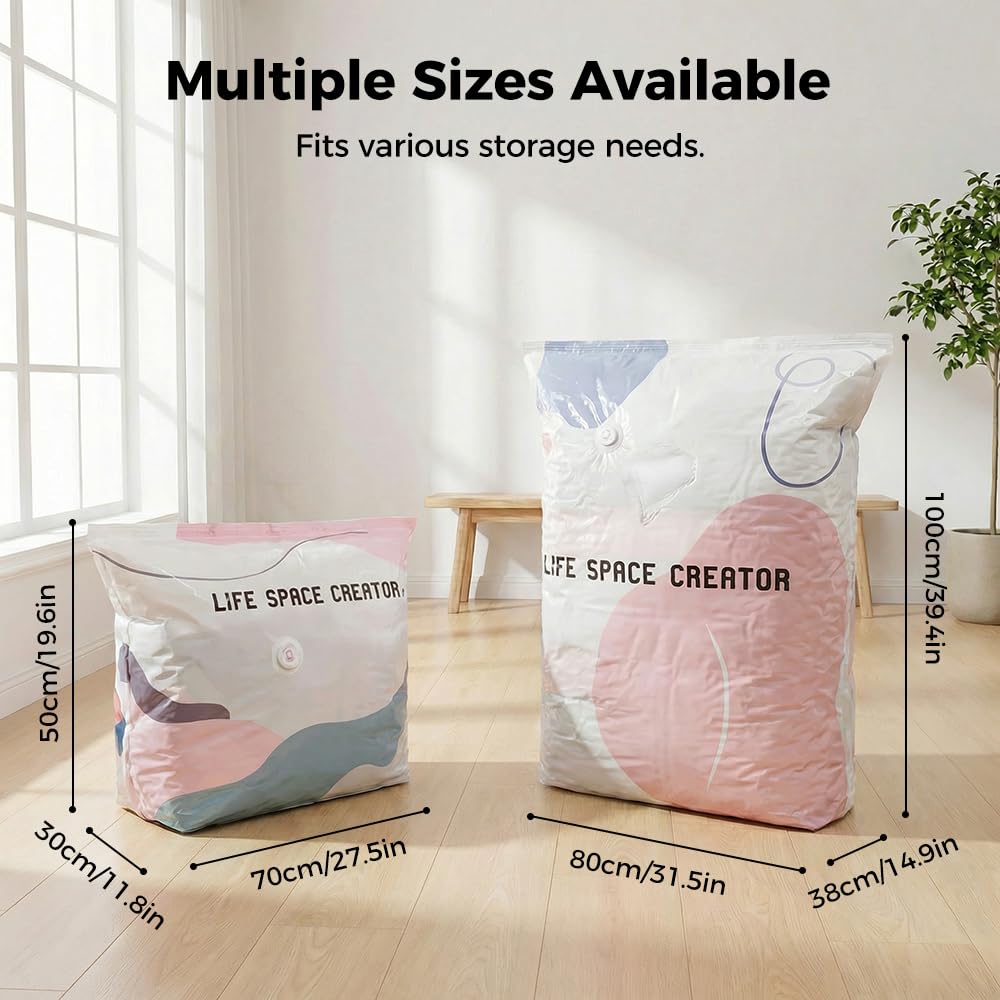 No-Pump Cube Vacuum Storage Bags Clothes Blankets