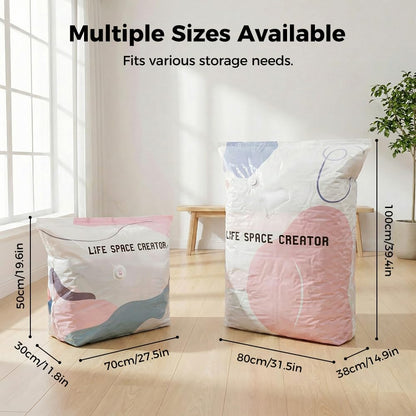 No-Pump Cube Vacuum Storage Bags Clothes Blankets