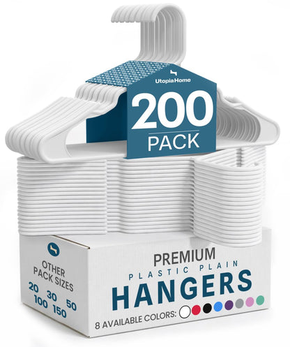 Plastic Space Saving Clothes Hangers 200 Pack White