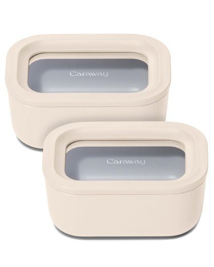 Glass Food Storage Set Ceramic Coated Lids Microwave Safe
