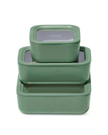 Glass Food Storage Set Ceramic Coated Lids Lunch Box Safe