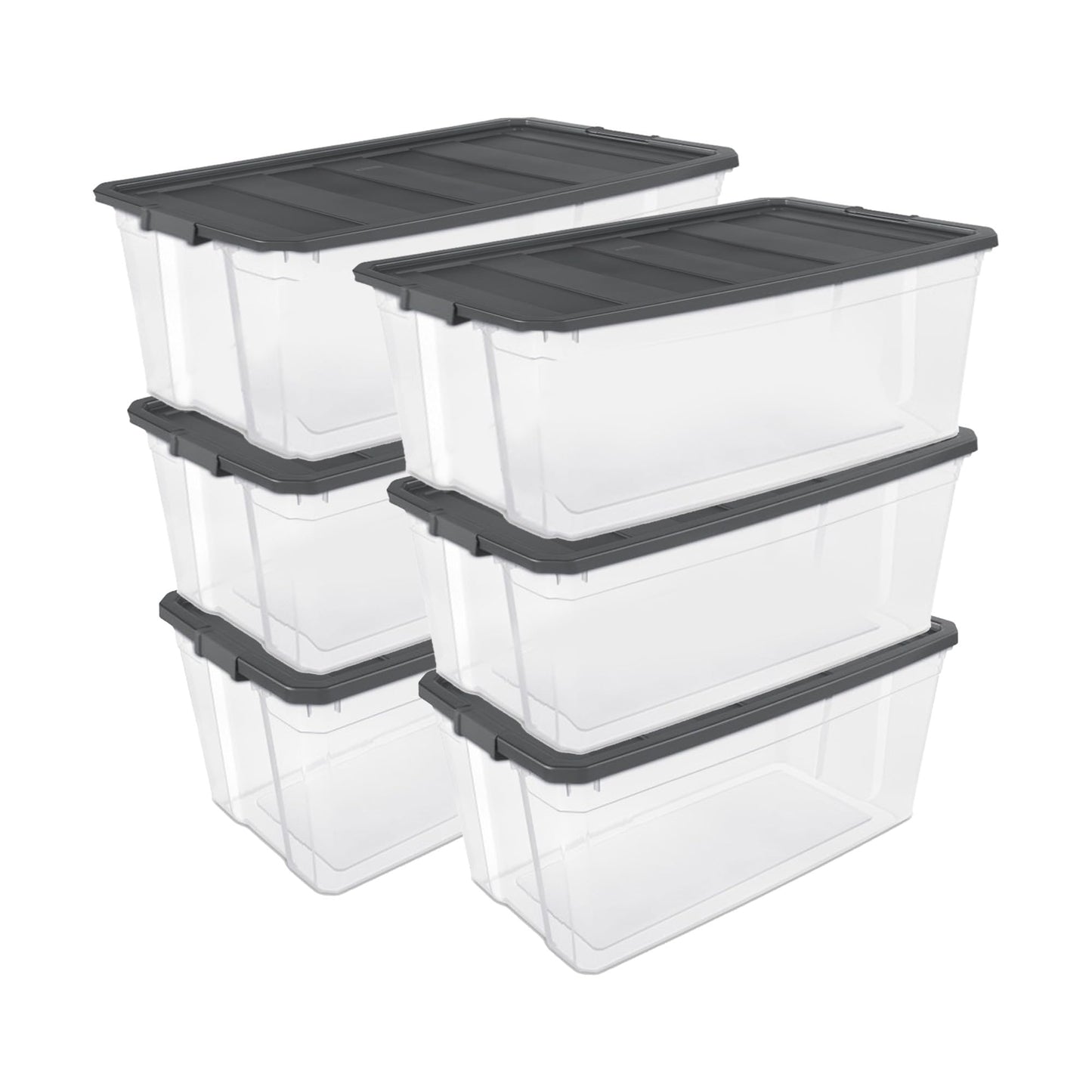 Stackable Clear Storage Bins with Latching Lids