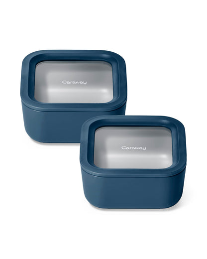 Glass Food Storage Set Ceramic Coated Lids Microwave Safe