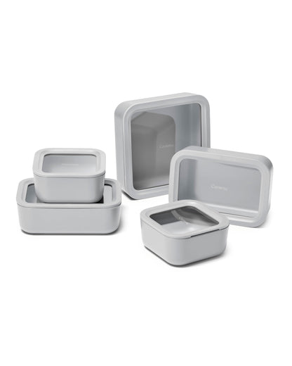 Glass Food Storage Set Ceramic Coated Lids Lunch Box Safe